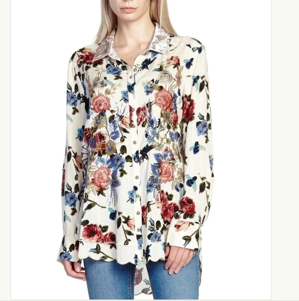 Aratta silent Journey embroidered long sleeve top Size Medium